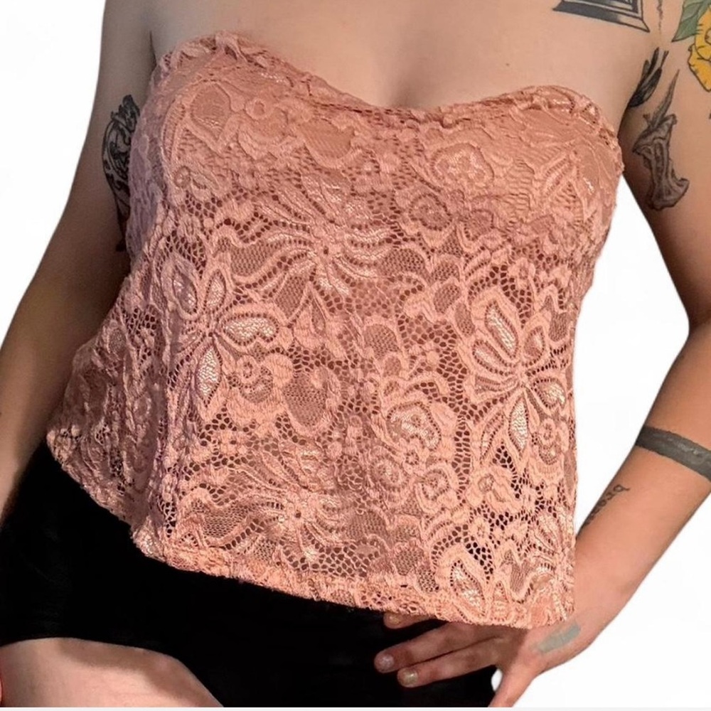 Charlotte Russe Pink Lace Bustier Camisole